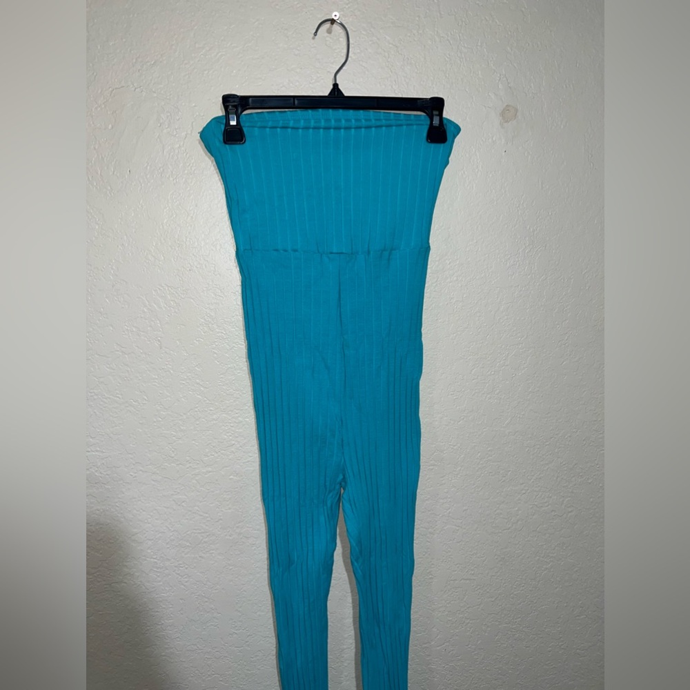 Indra Ribbed Jumpsuit - Aqua